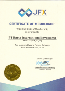 Sertifikat Keanggotaan BBJ 2016 HII