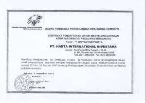 Sertifikat Pendaftaran BAPPEBTI 30 Dec 2010 HII